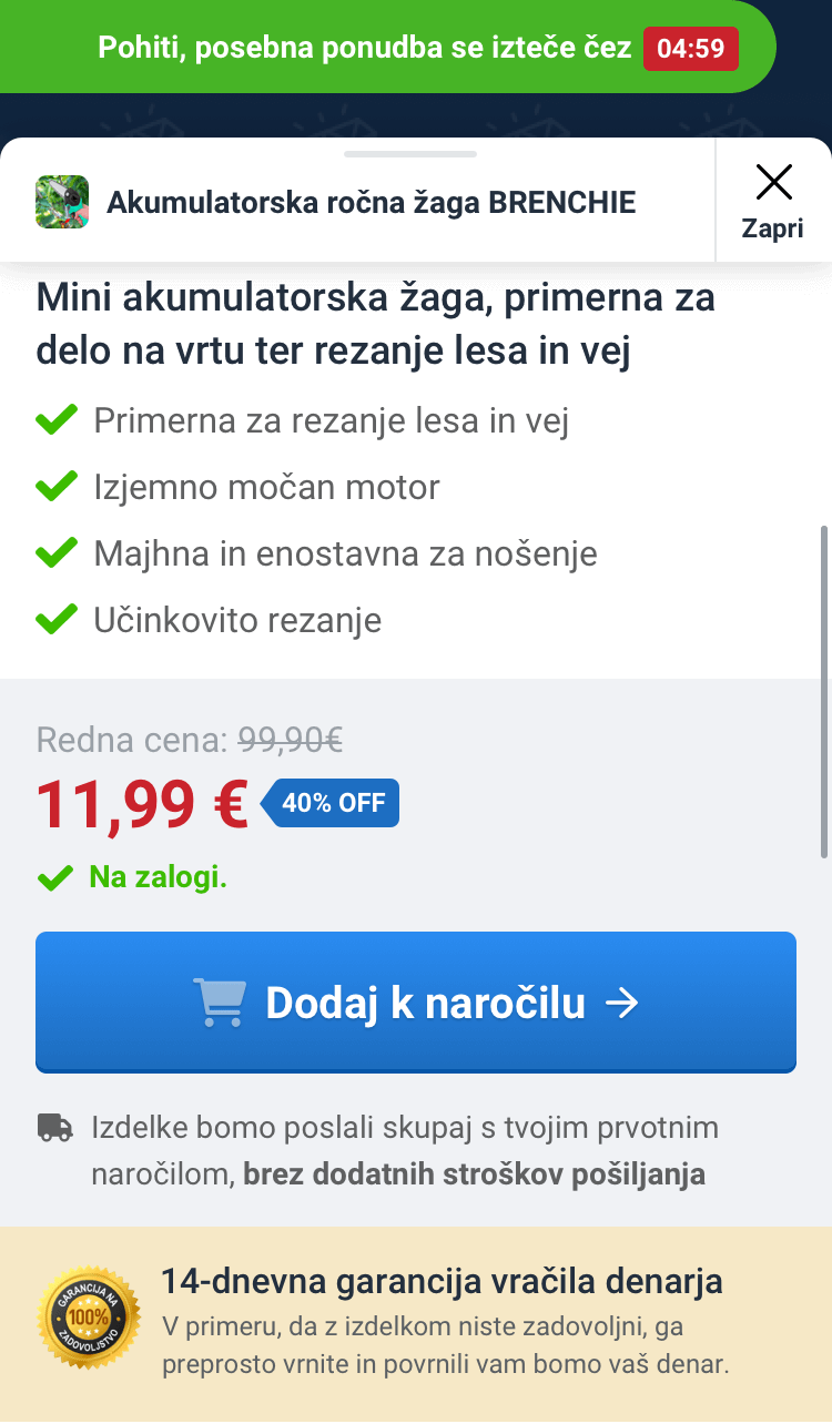 Sticky pop-up header with countdown